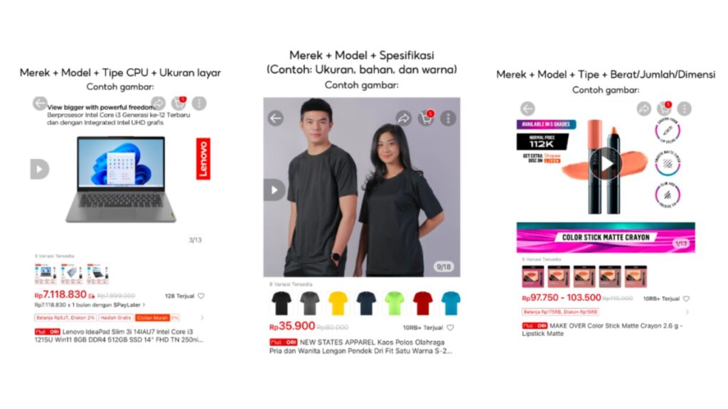 cara membuat judul produk di shopee